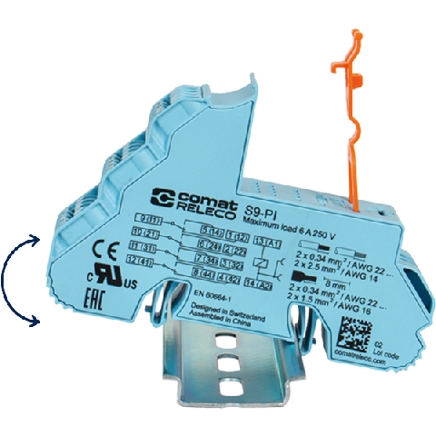 Enkel montering på DIN-skena med push-in sockel