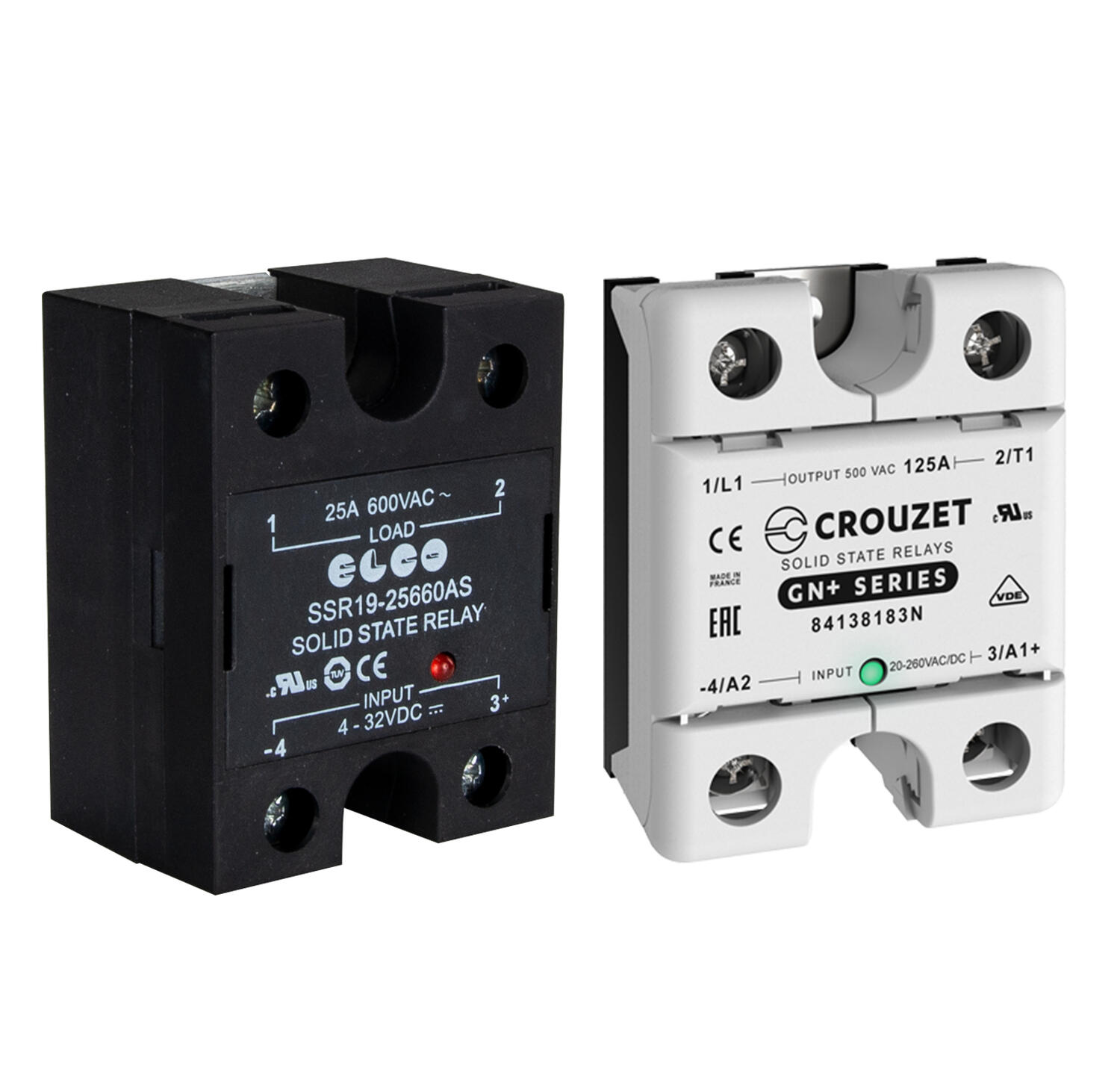 Solid state-relä, en-fas, utan kylfläns